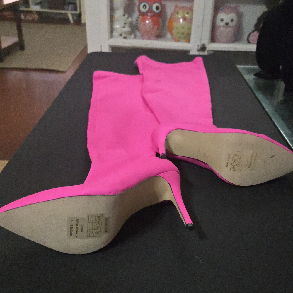 NWT ANN MICHELLE Vibrant " Hibiscus Pink Over the Knee Boots Size 9 Fits L 8 - Picture 3 of 10
